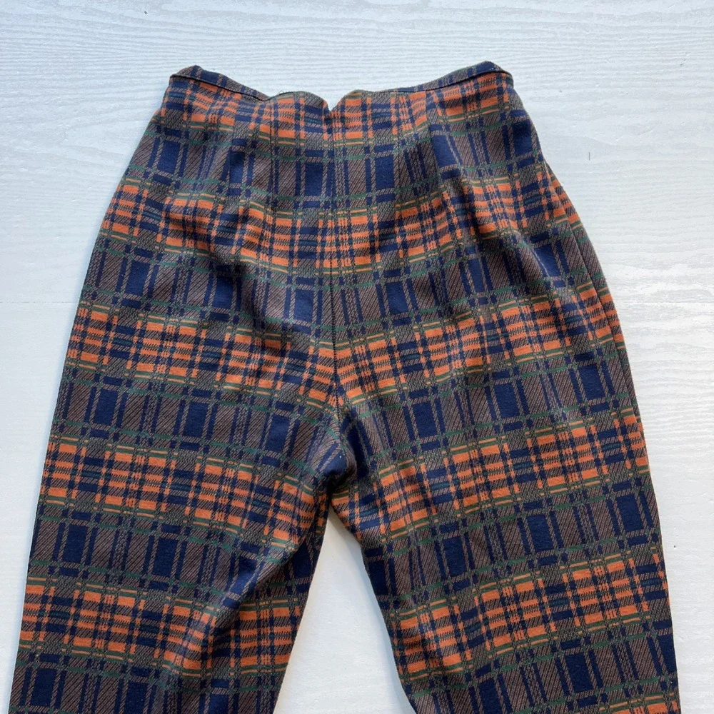 Free People Pants Womens S Brecan High Rise Pleated Plaid Ankle Crop